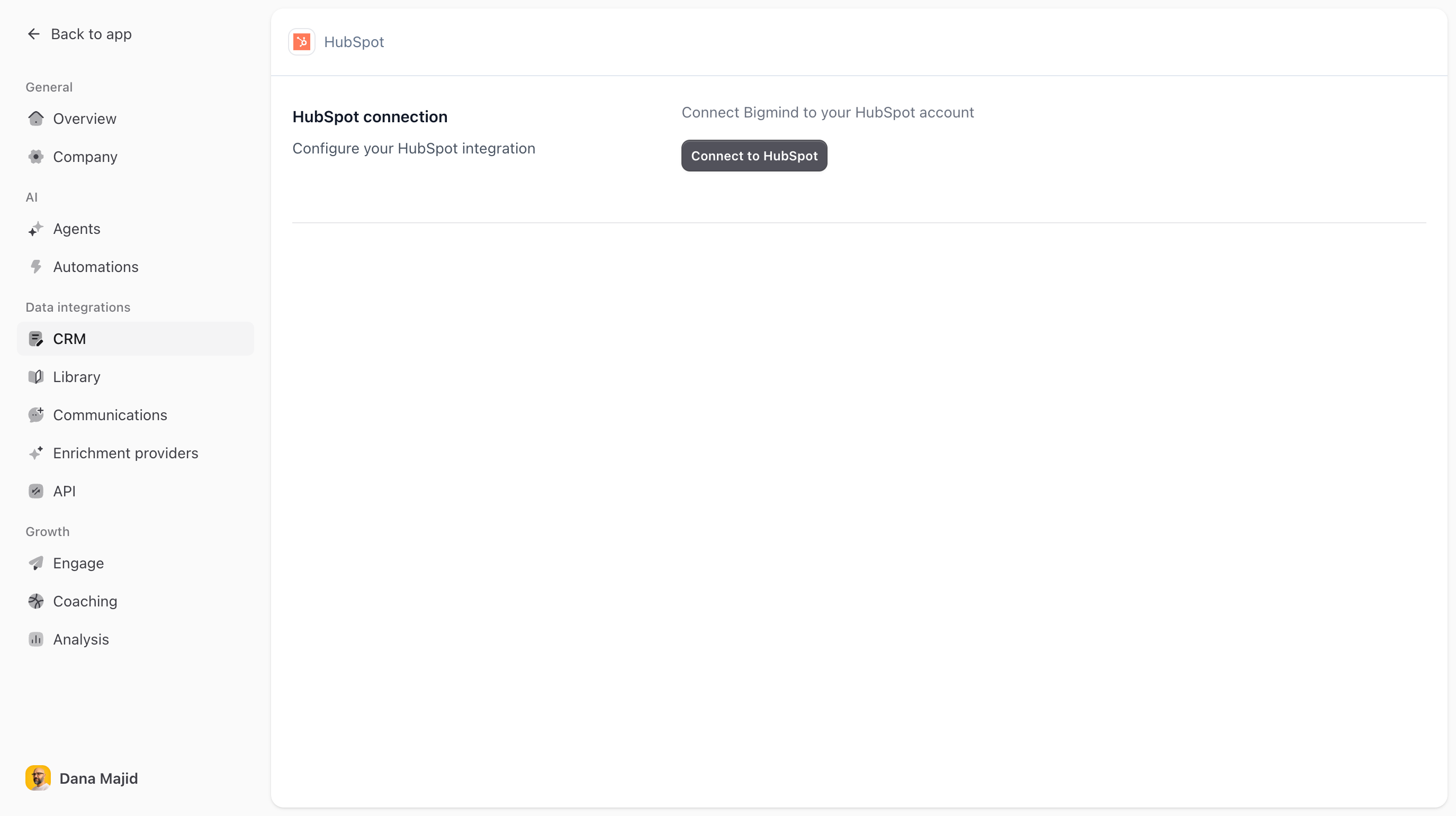 HubSpot koppelen in Bigmind